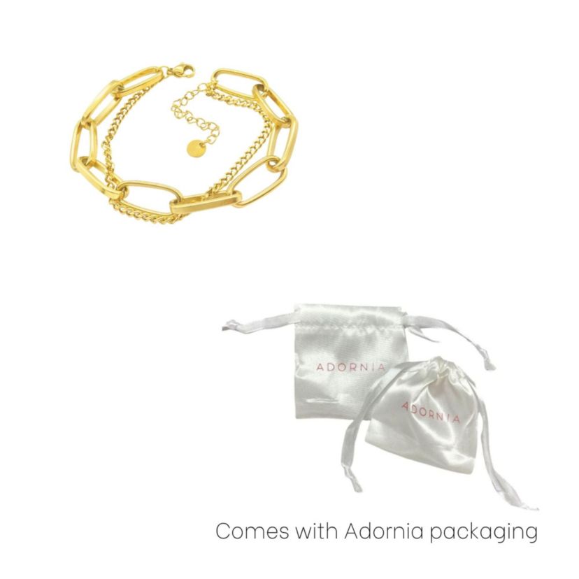 Tarnish Resistant 14k Gold Plated Oversized Paper Clip Mixed Chain Bracelet