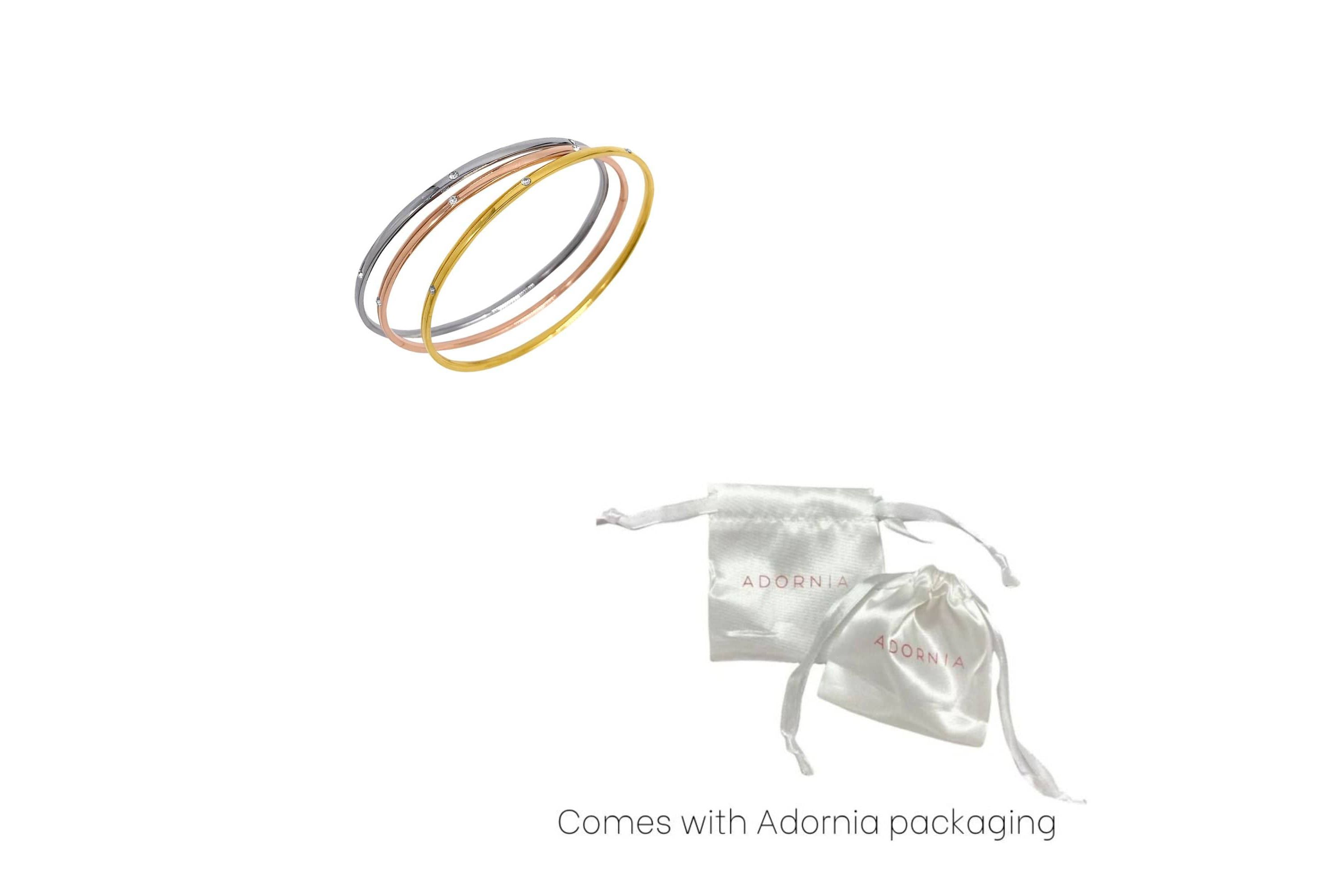 Tarnish Resistant Tri-Color Trio Bangle Set