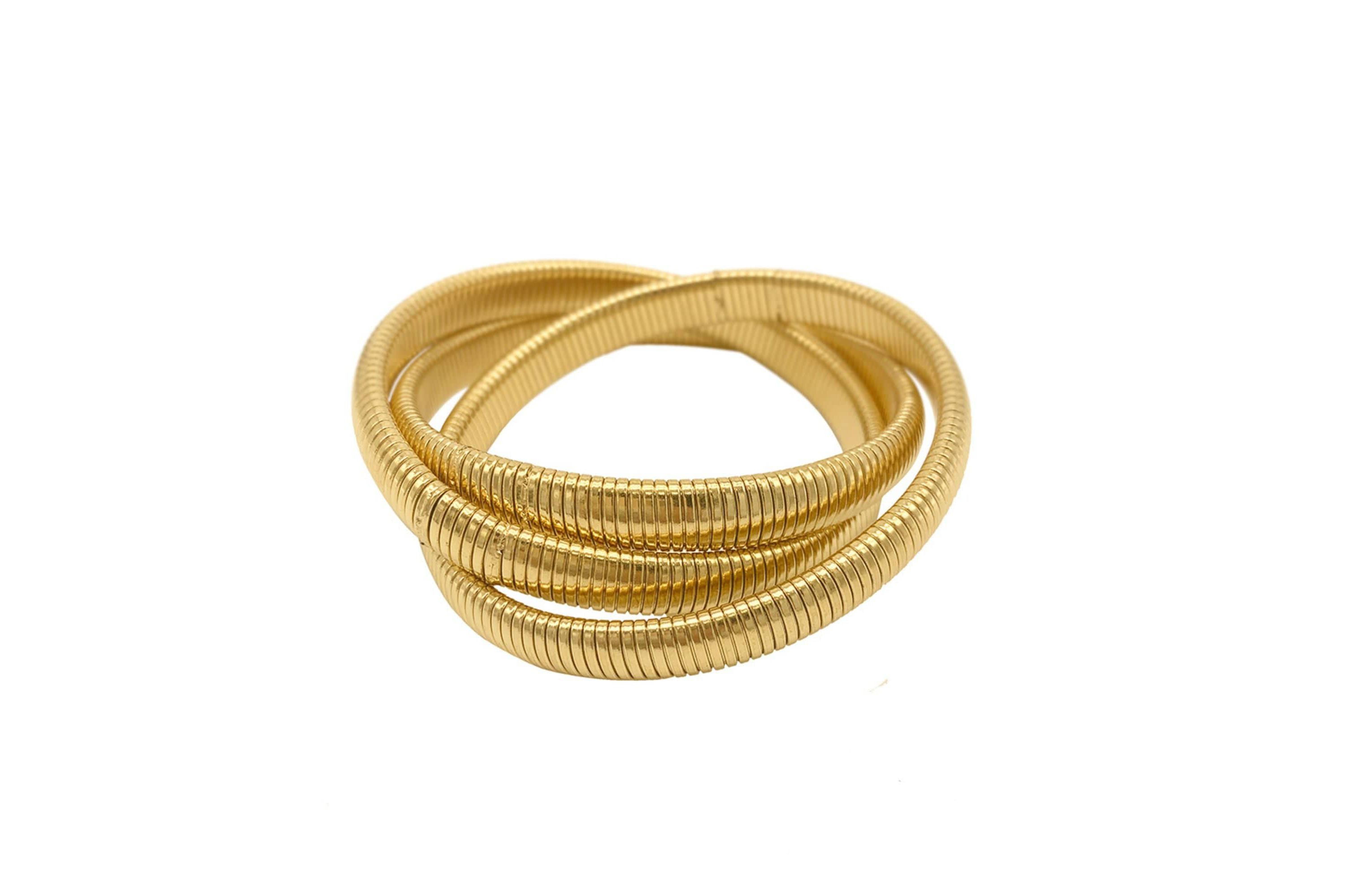 14k Gold Plated Omega Chain Triplet Bracelet