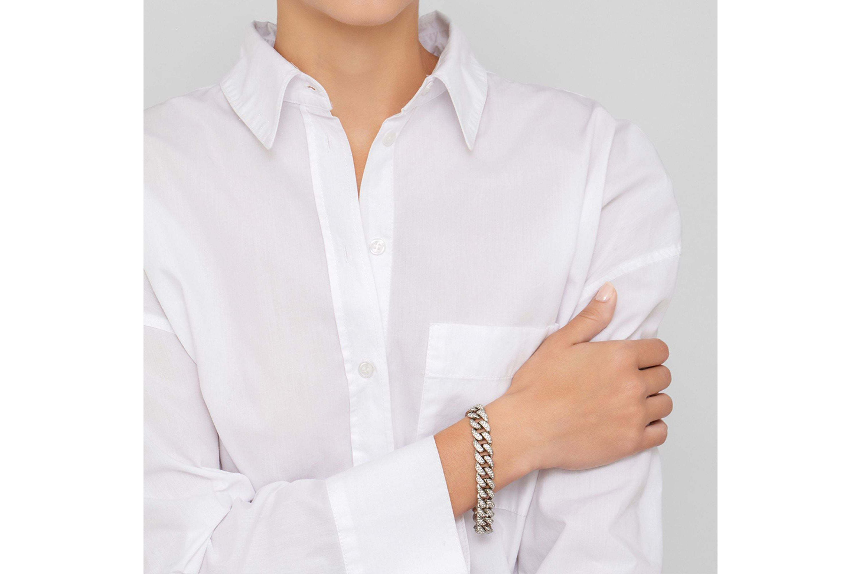 Rhodium Plated Flat Curb CZ Chain Bracelet