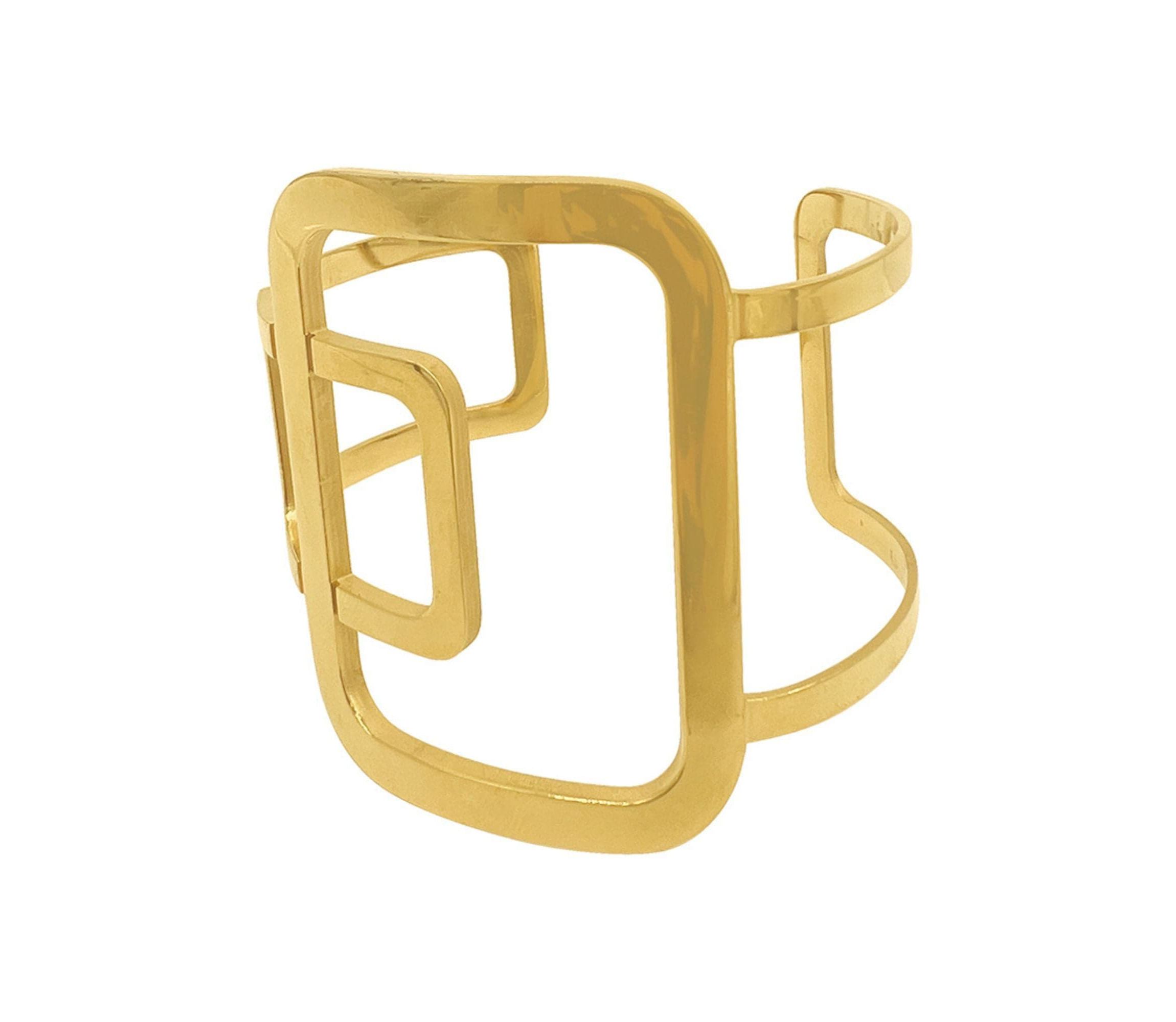 Tarnish Resistant 14k Gold Plated Sculptural Cuff