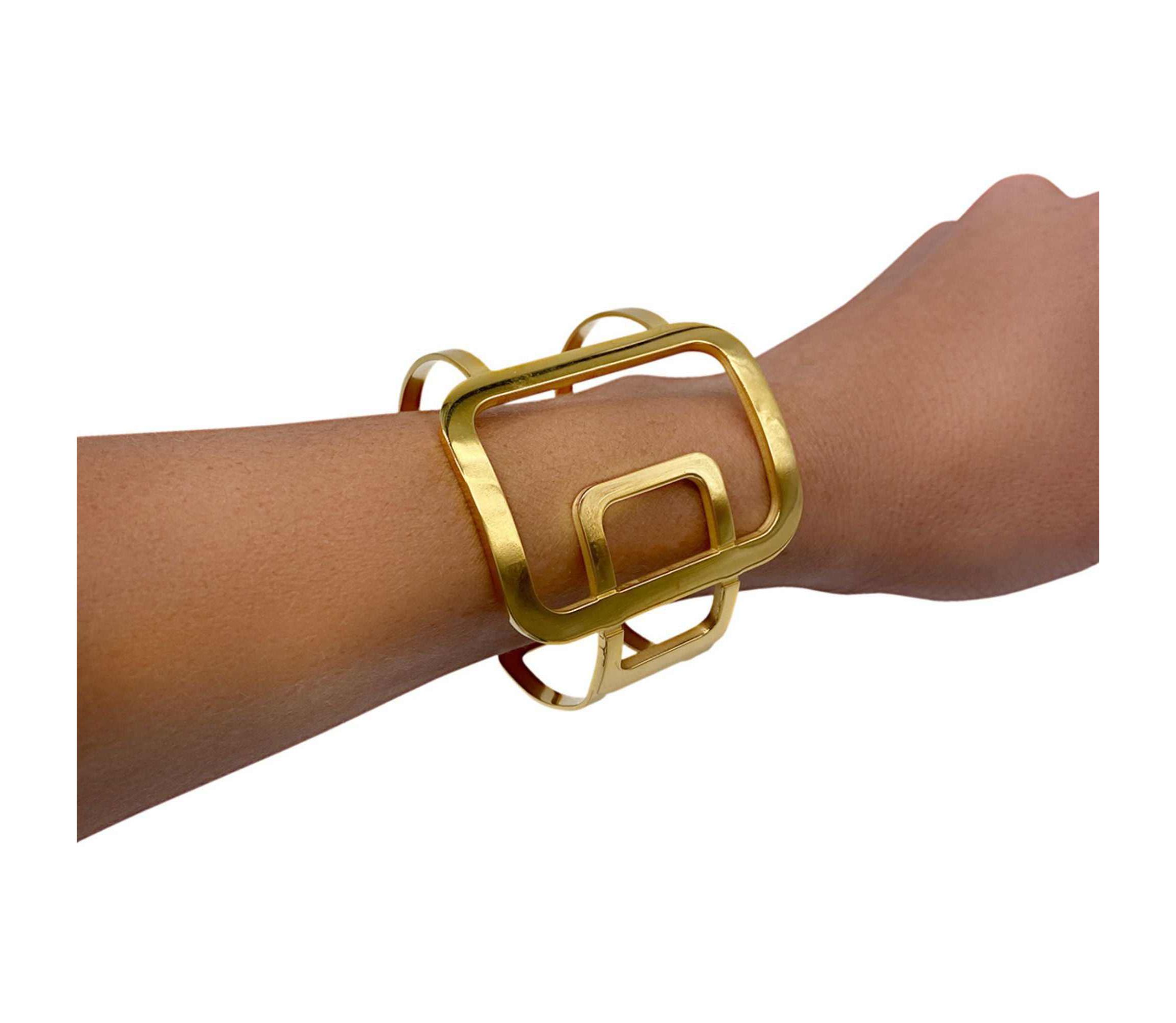 Tarnish Resistant 14k Gold Plated Sculptural Cuff
