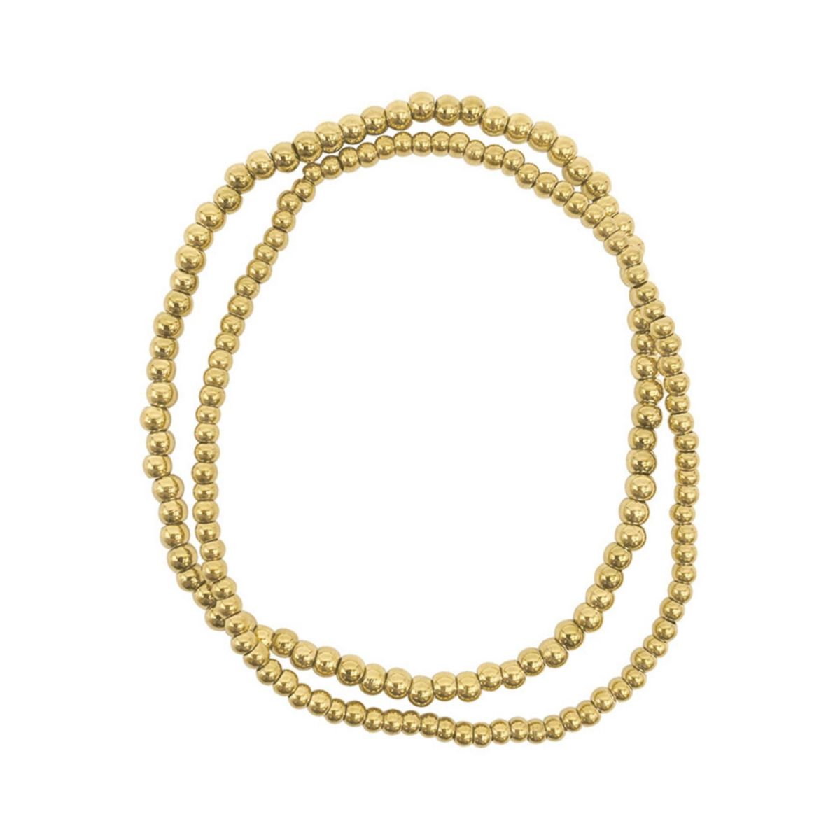 Tarnish Resistant 14k Gold Plated Set of 2mm and 3mm Ball Bracelets