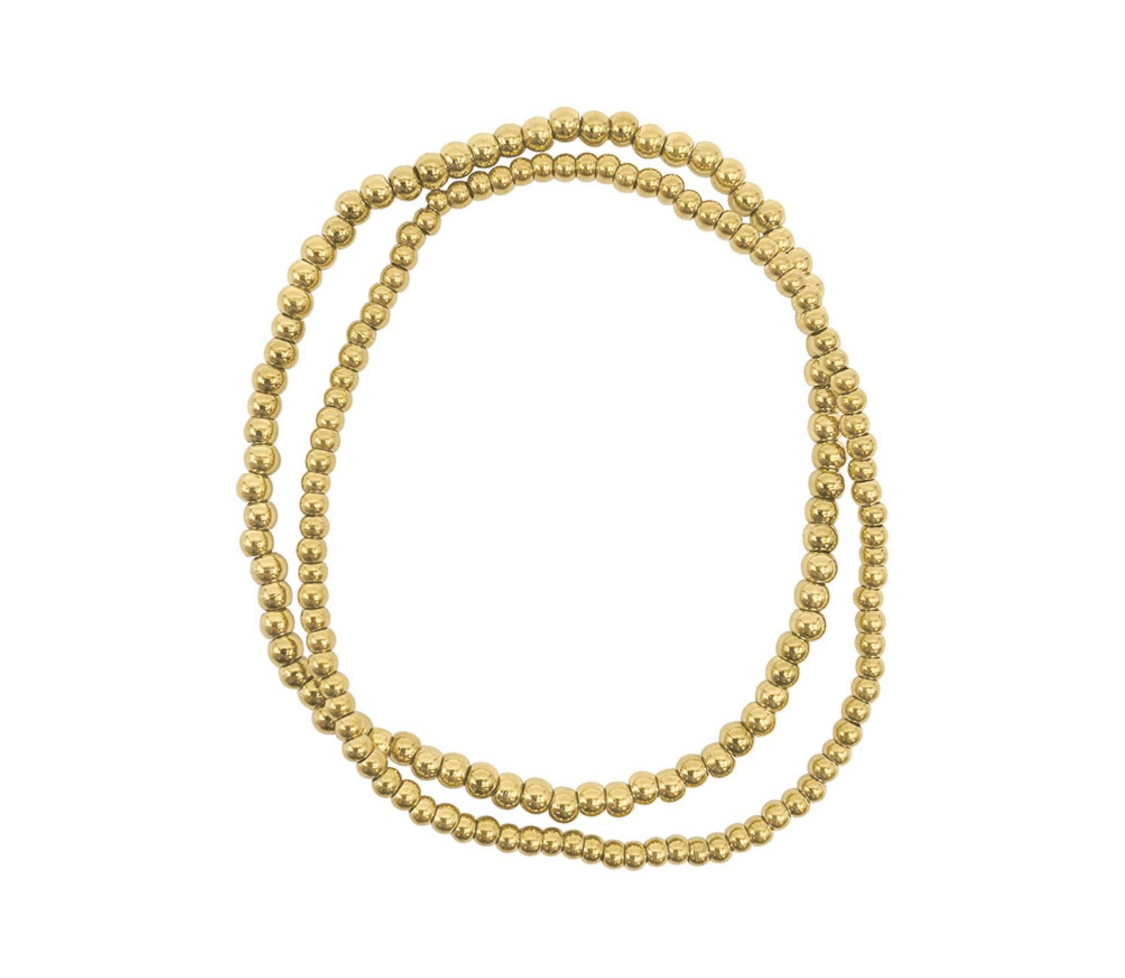 Tarnish Resistant 14k Gold Plated Set of 2mm and 3mm Ball Bracelets