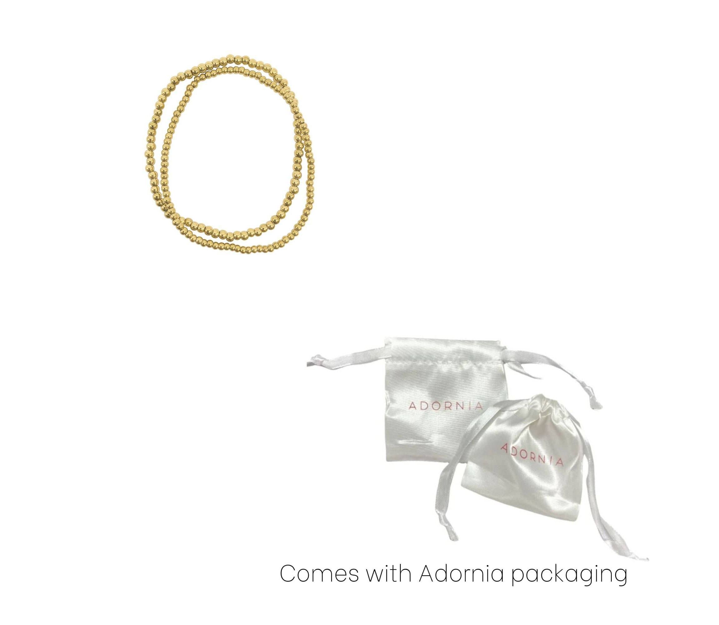 Tarnish Resistant 14k Gold Plated Set of 2mm and 3mm Ball Bracelets
