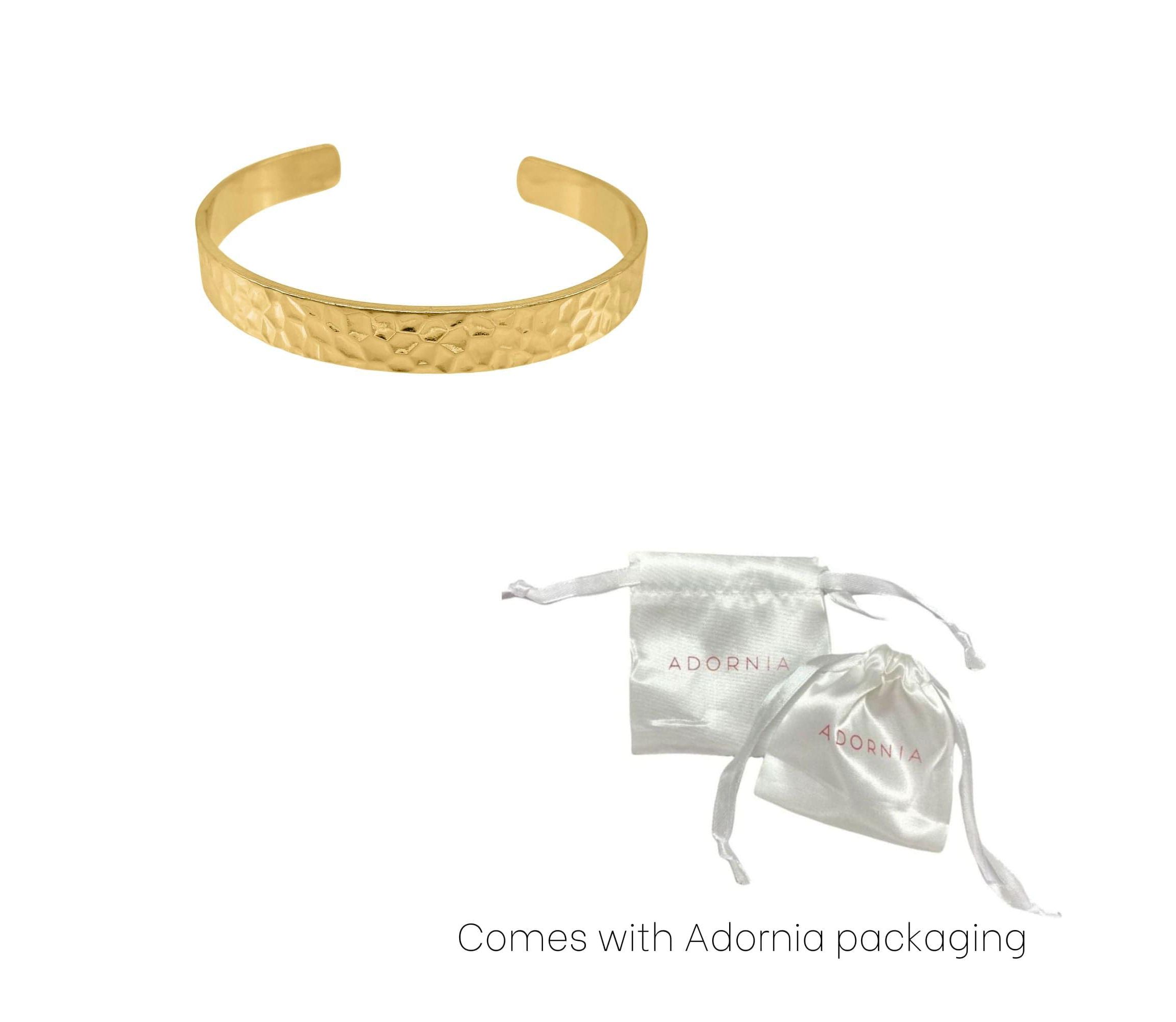 Tarnish Resistant 14k Gold Plated Hammered Cuff