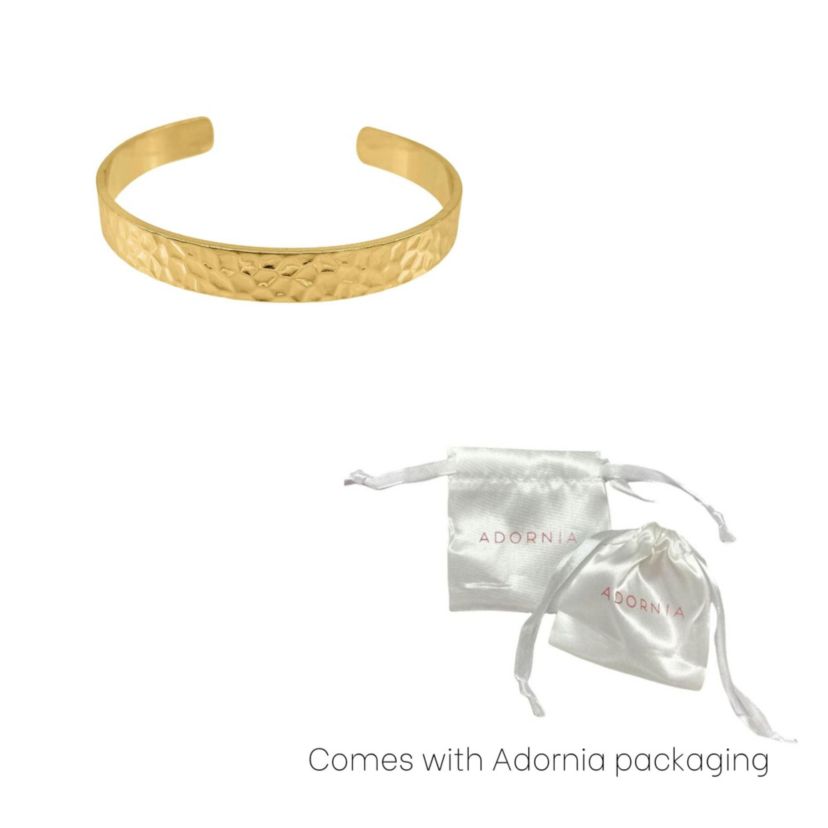 Tarnish Resistant 14k Gold Plated Hammered Cuff