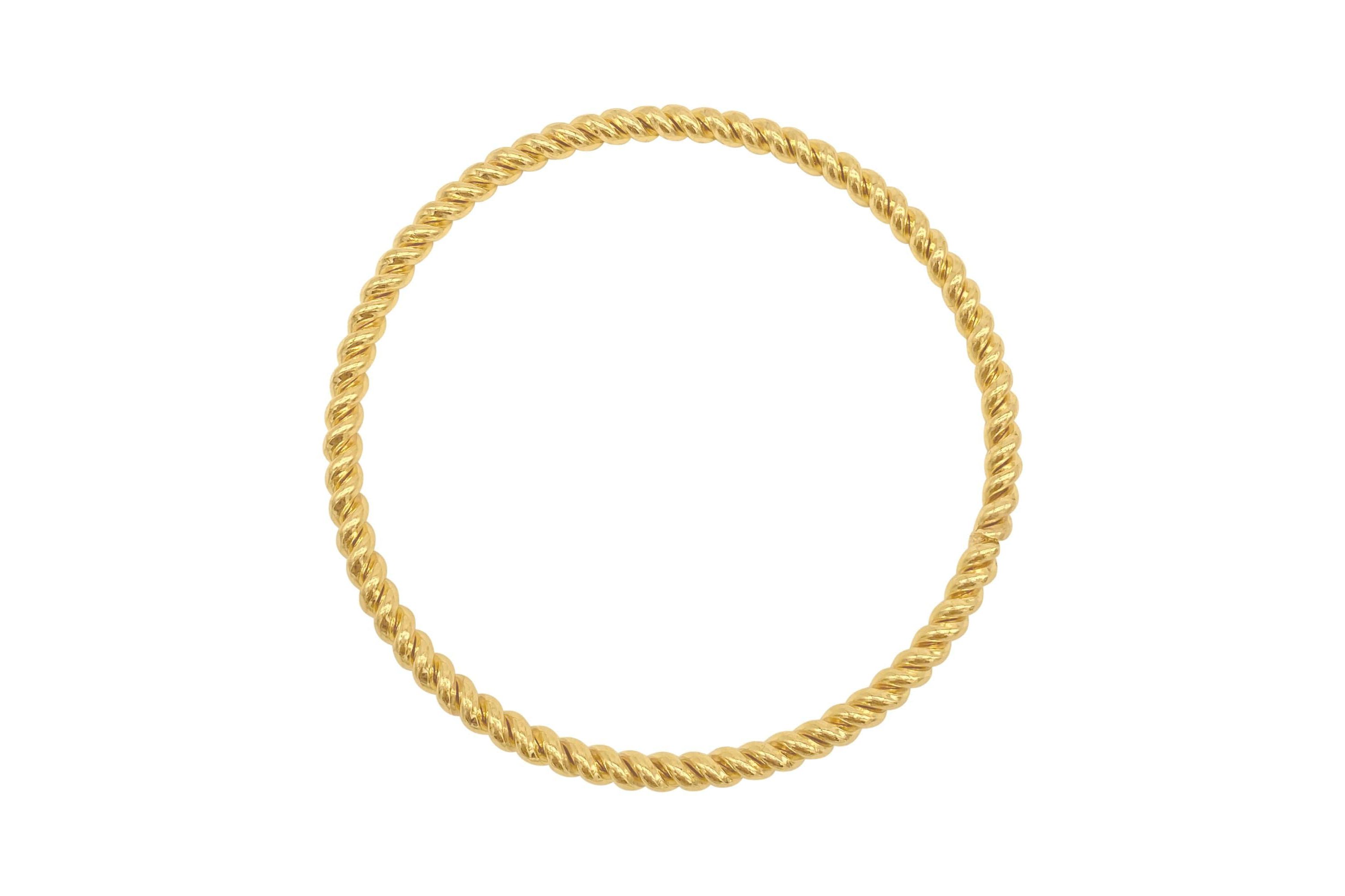 Tarnish Resistant 18k Gold Plated Rope Bangle Bracelet