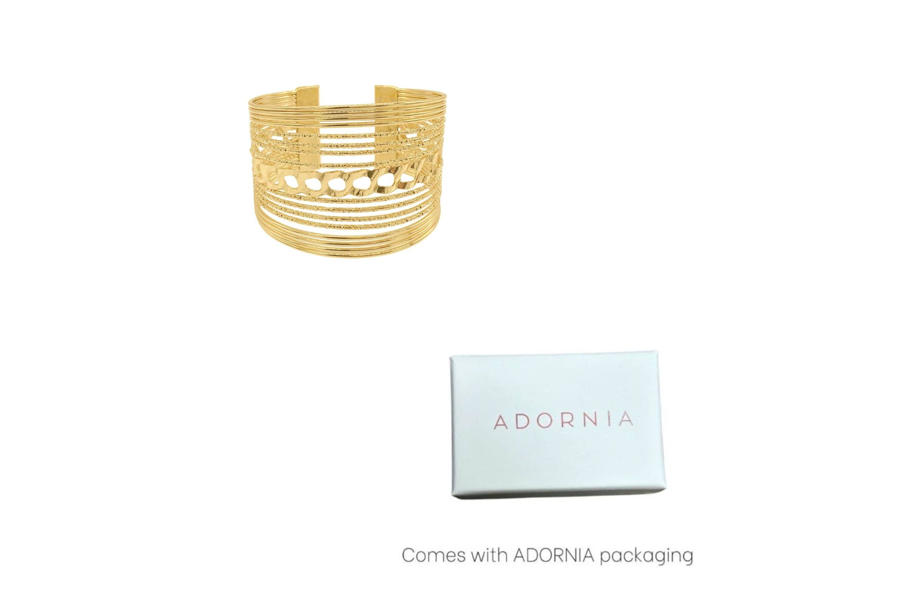 14k Gold Plated Multi Strand Cuff Bracelet
