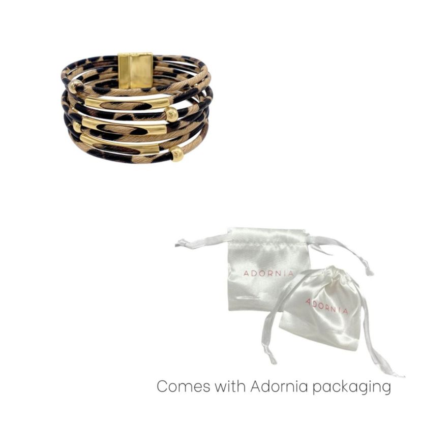 Multi Strand Leopard Print Bangle Bracelet