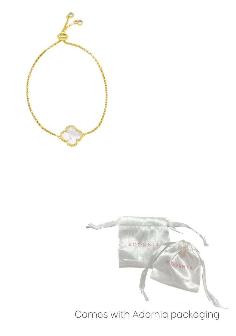 Adjustable Bolo White Mother of Pearl Flower Bracelet Gold