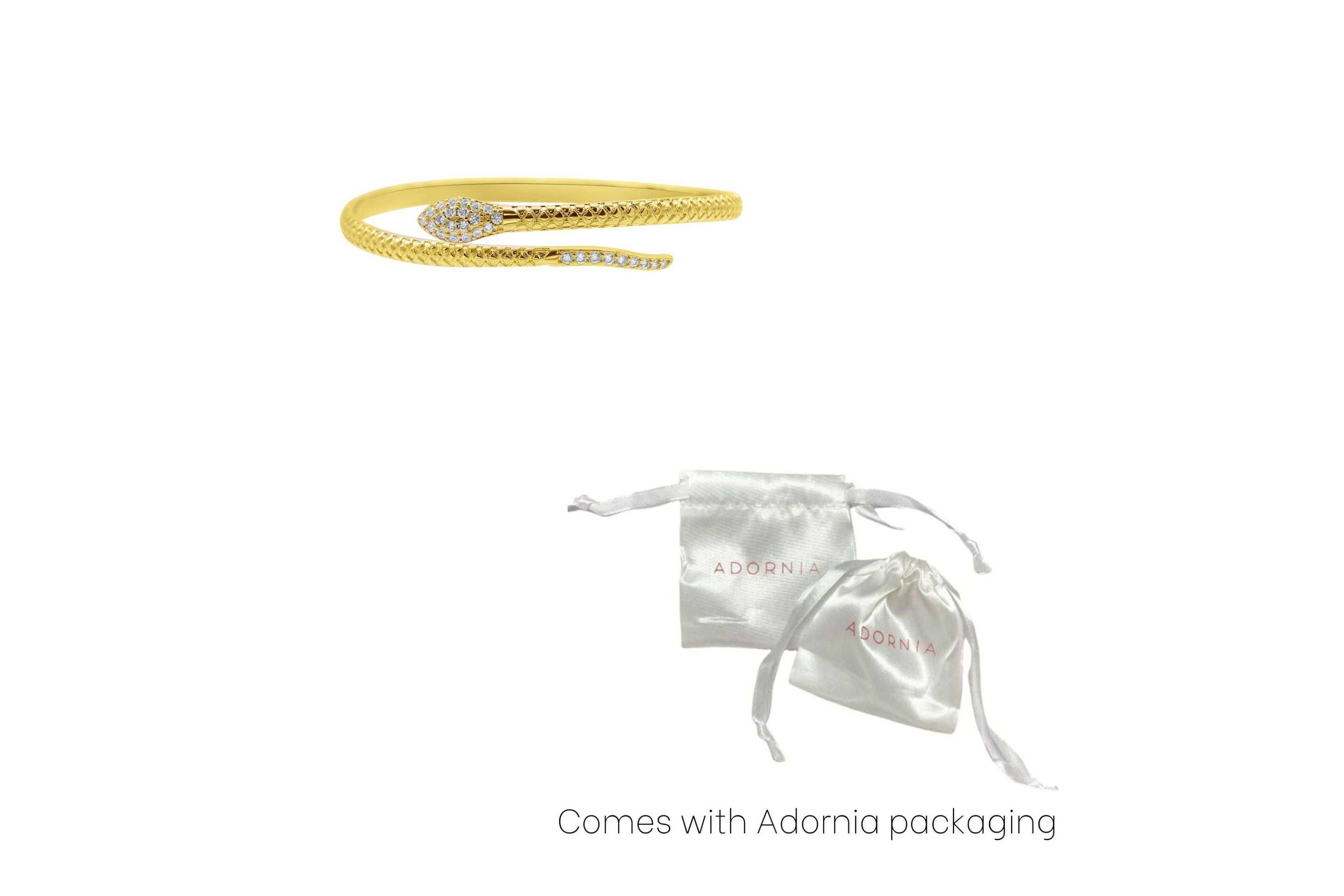 14k Gold Plated Adjustable Crystal Snake Cuff