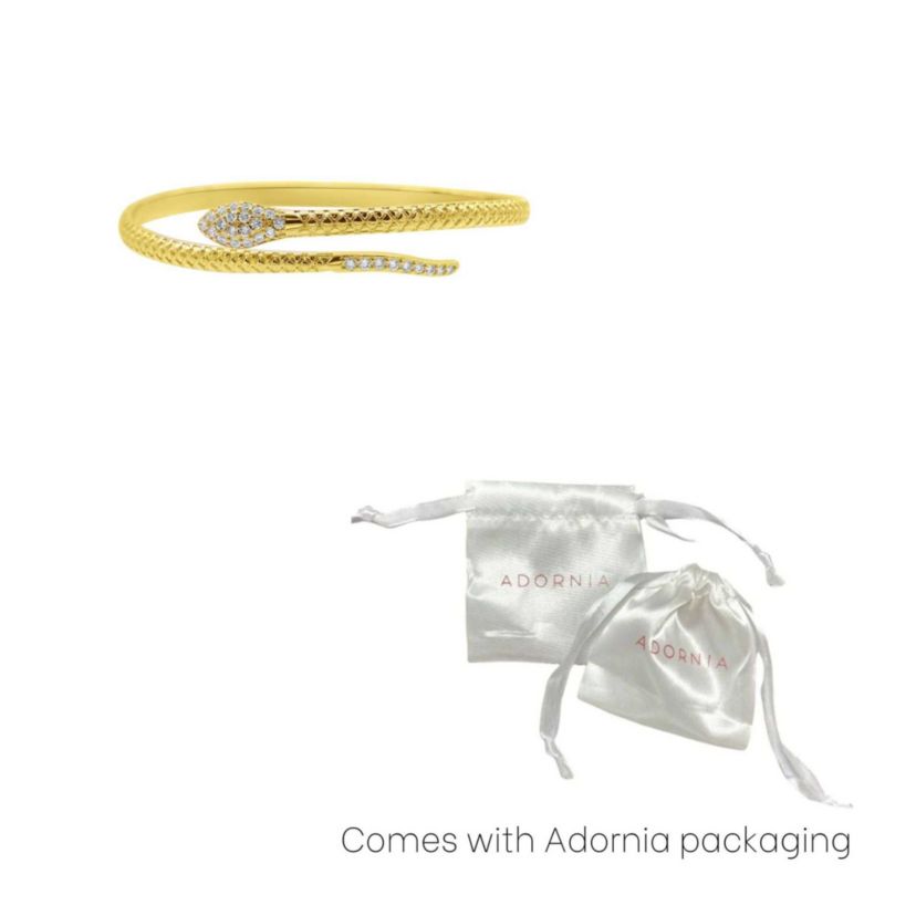 14k Gold Plated Adjustable Crystal Snake Cuff