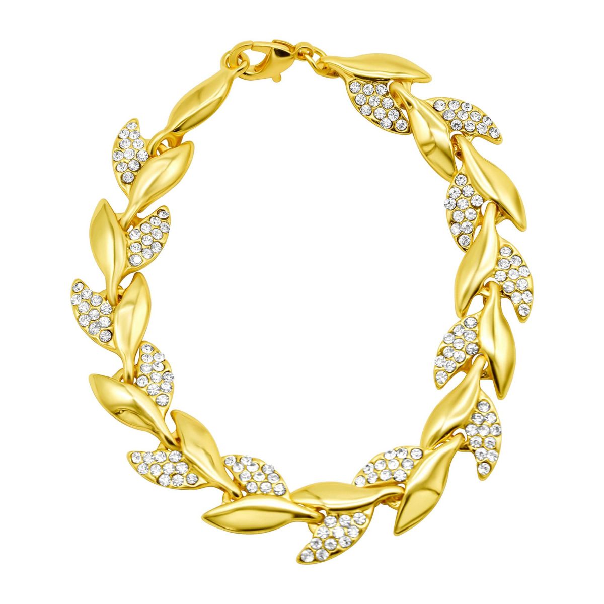 14k Gold Plated Crystal Leaf Bracelet