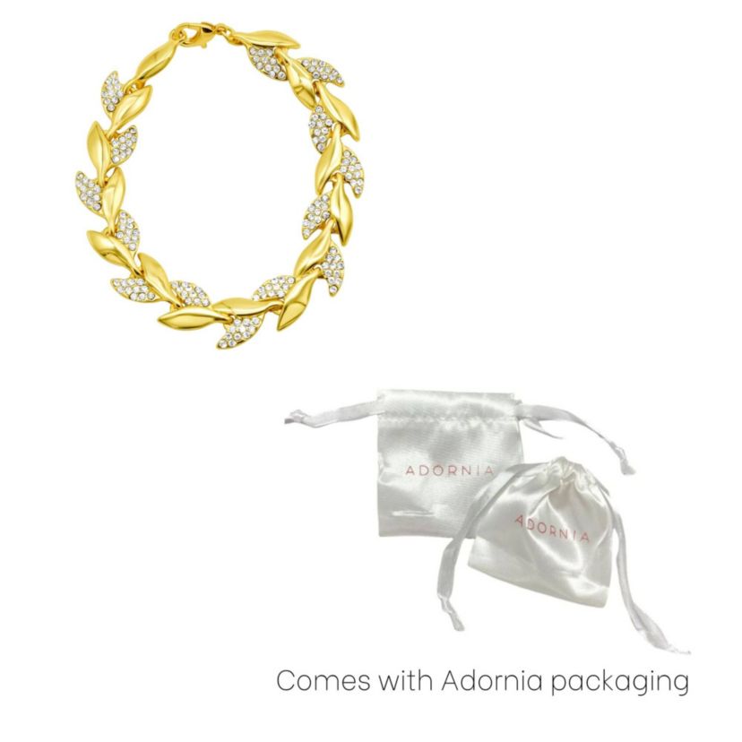 14k Gold Plated Crystal Leaf Bracelet