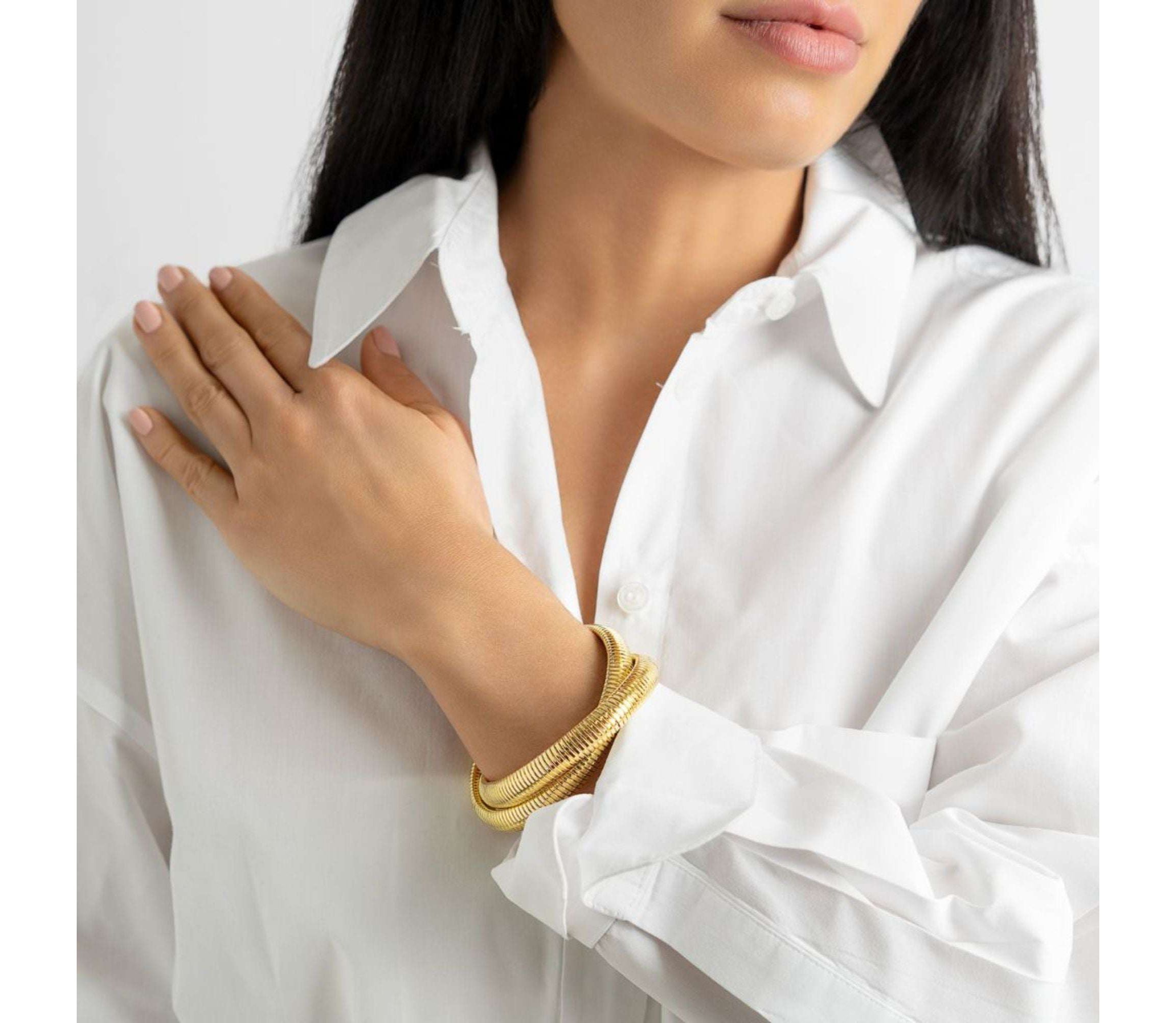 14k Gold Plated 2-Layer Omega Chain Bracelet