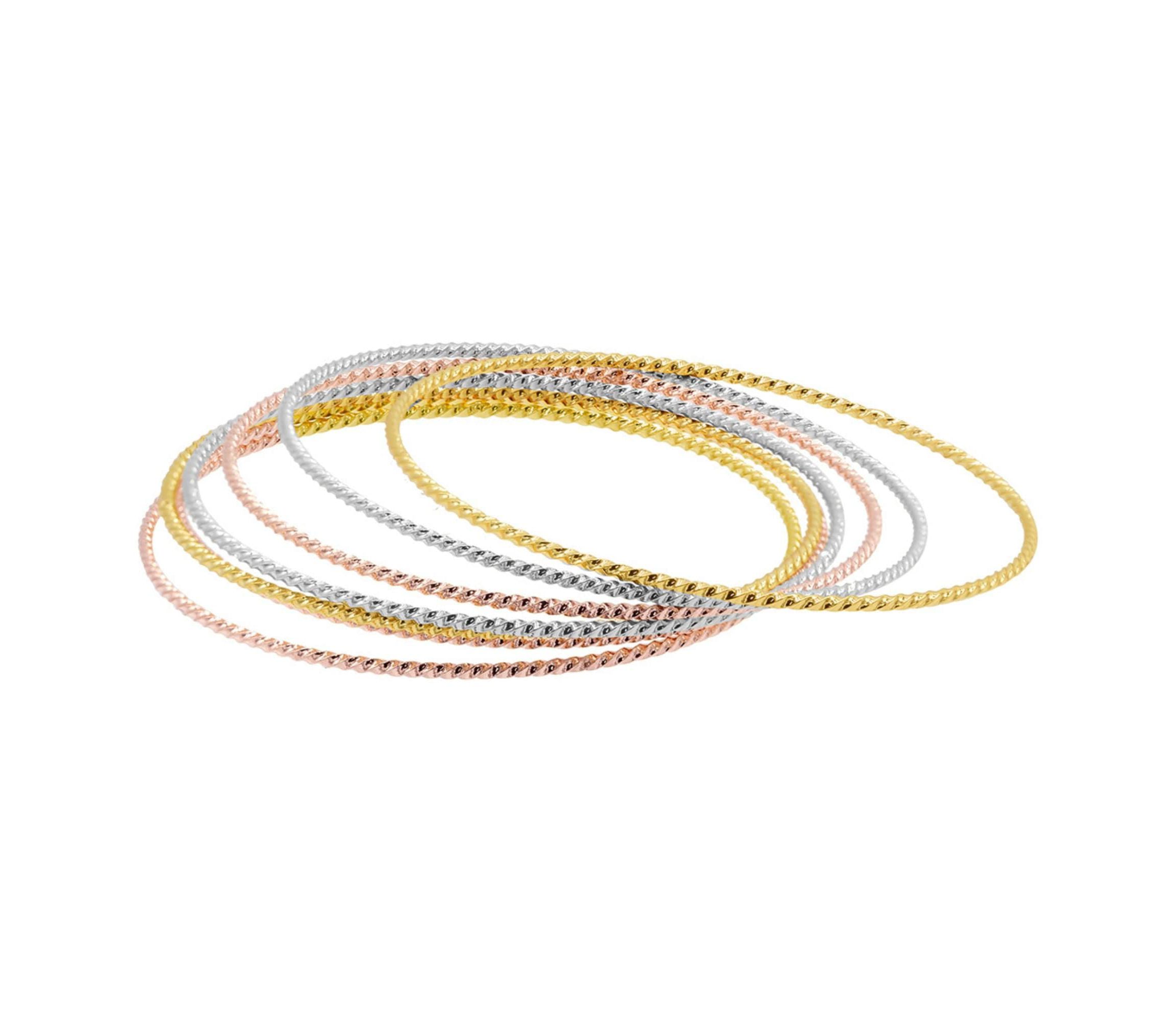 Tri-Color 7-Piece Skinny Bangle Set