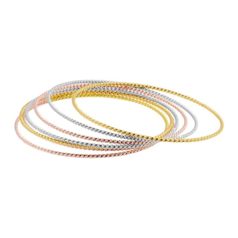 Tri-Color 7-Piece Skinny Bangle Set