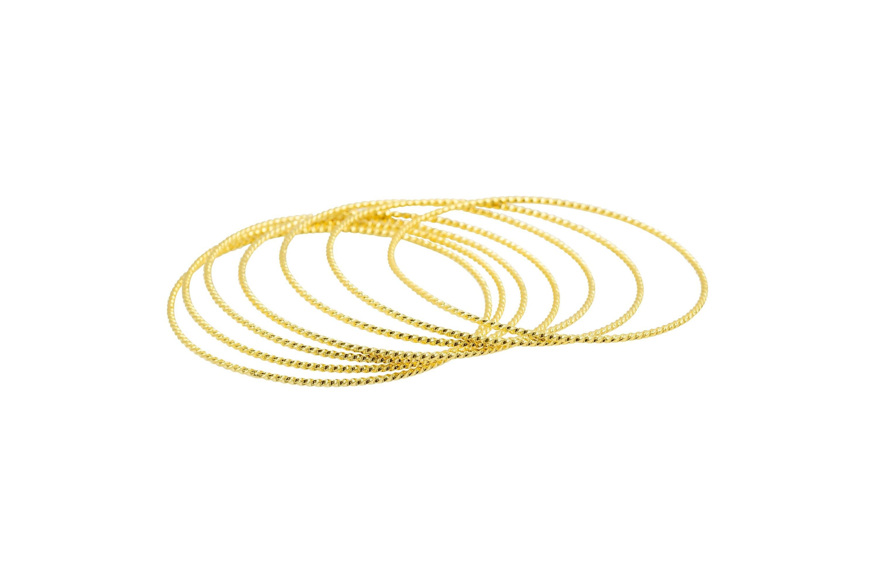 14k Gold Plated 7-Piece Skinny Bangle Set