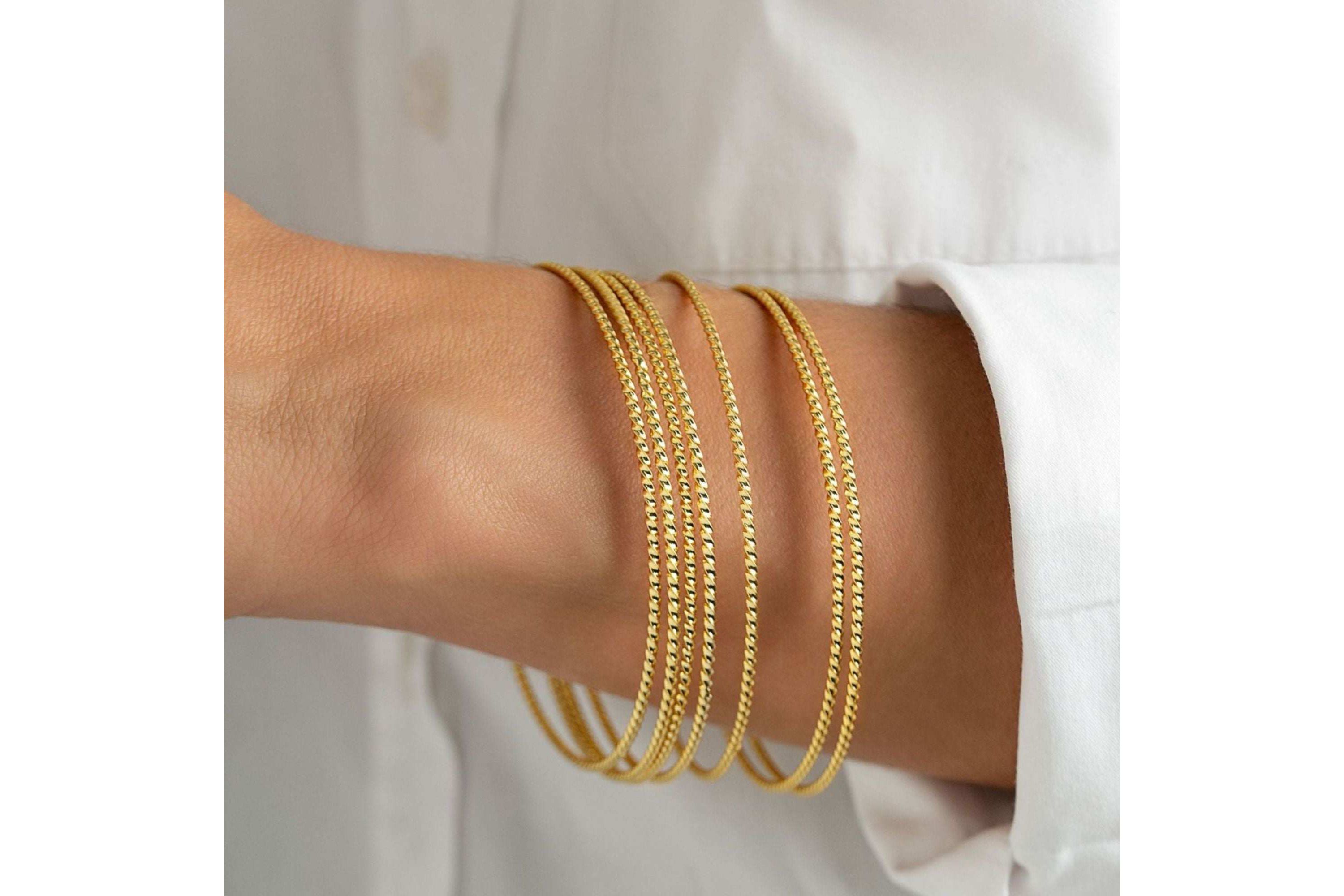 14k Gold Plated 7-Piece Skinny Bangle Set
