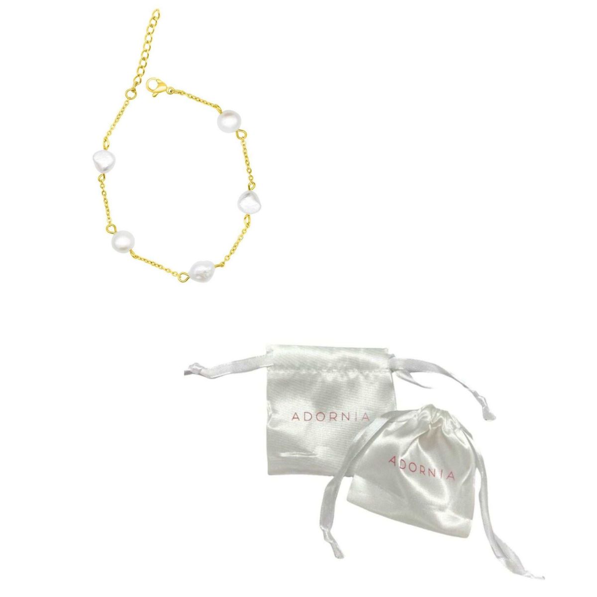 Tarnish Resistant 14k Gold Plated Adjustable Station Freshwater Pearl Bracelet