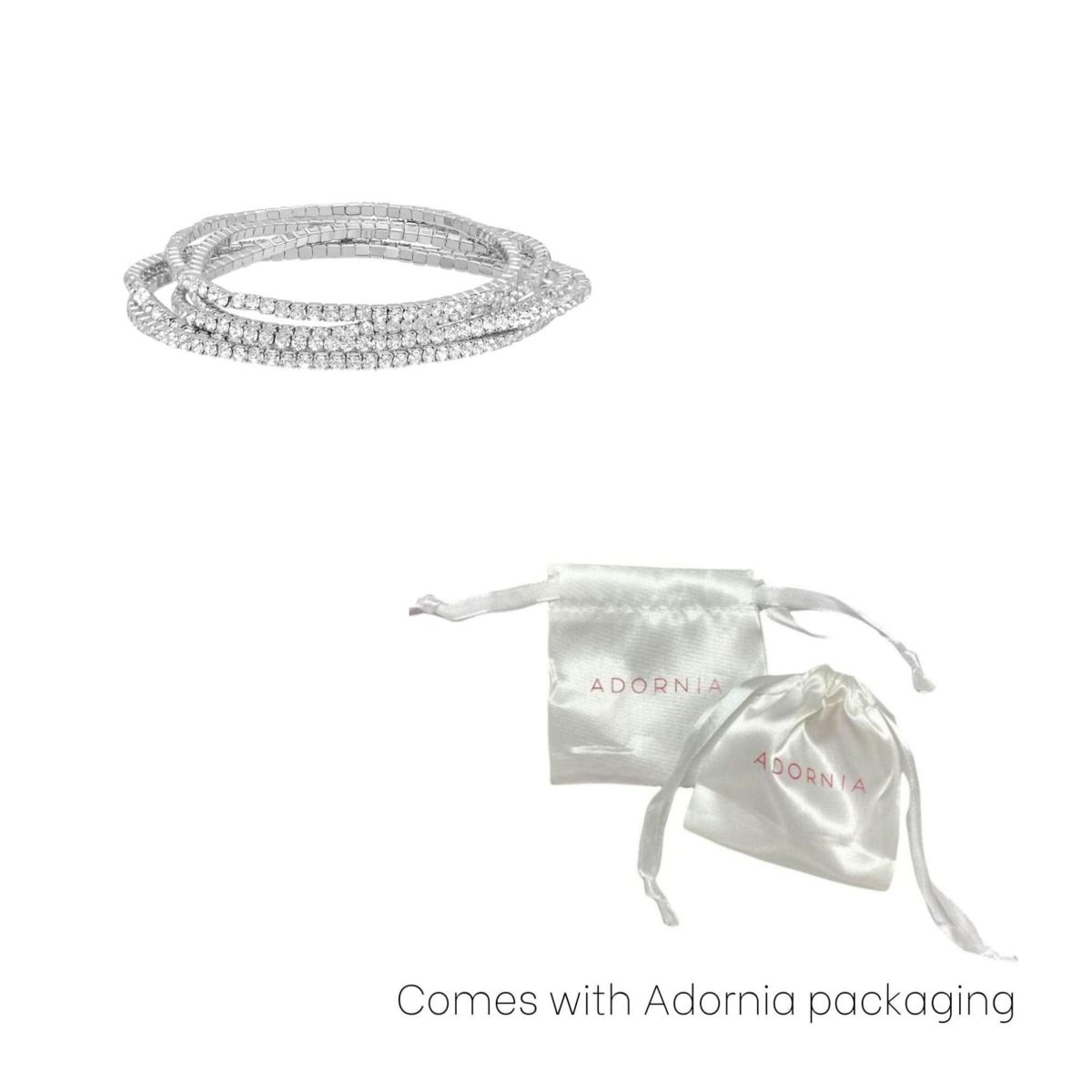 Rhodium Plated Multi Stretch Crystal Bracelet Set