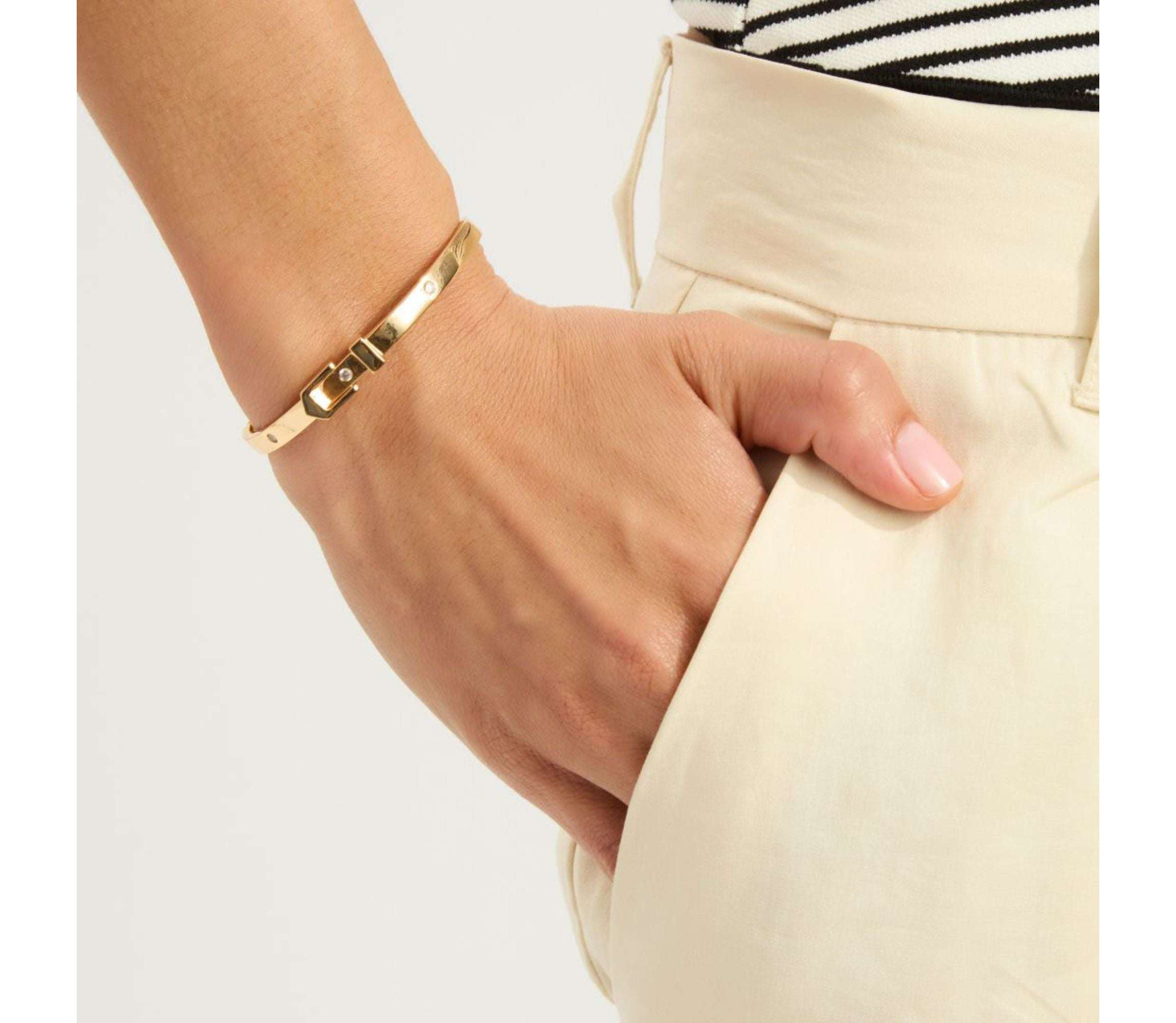 14k Gold Plated Belt Bangle Bracelet