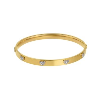 Adornia 14k Gold Plated CZ Hearts Stacking Bangle