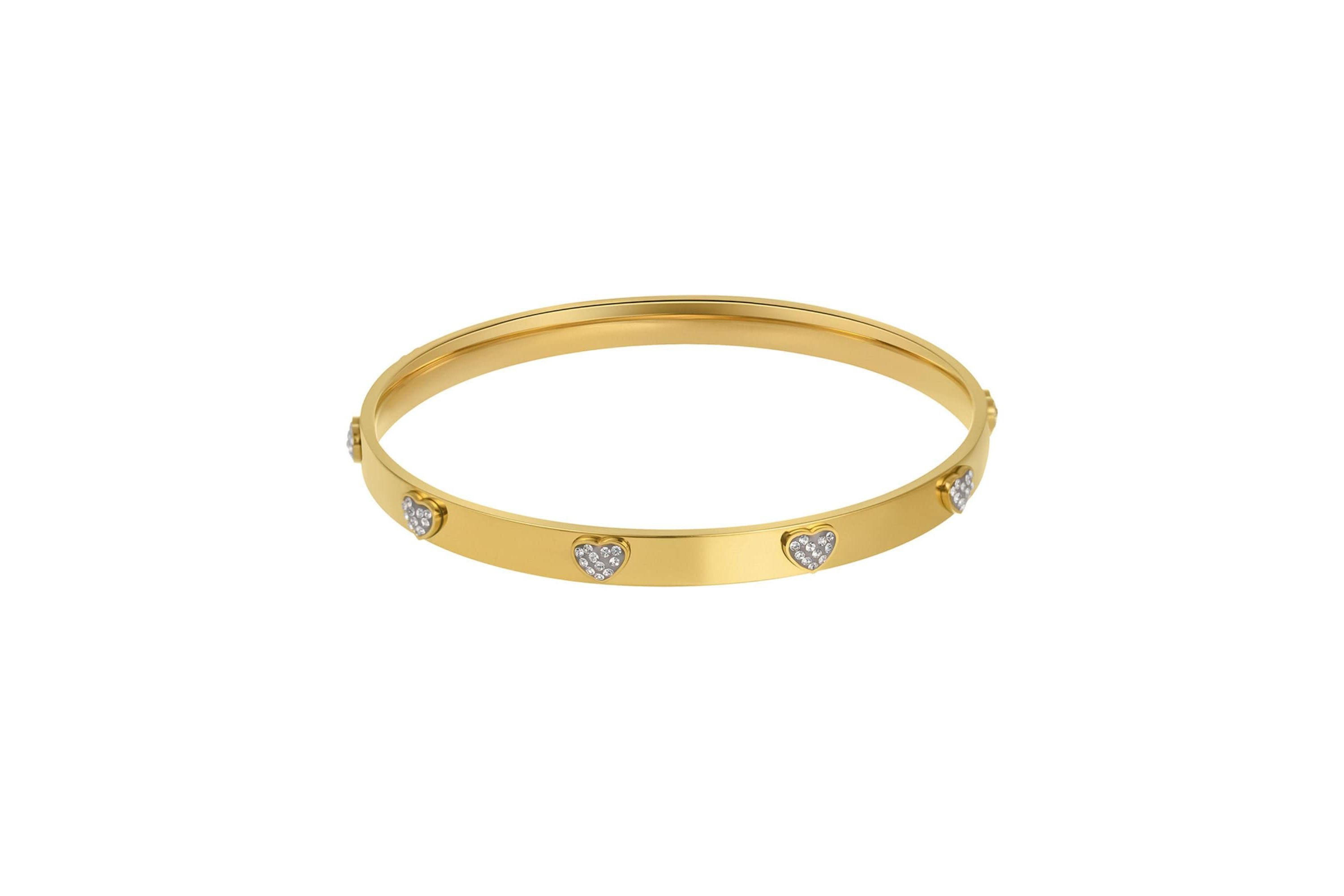 14k Gold Plated CZ Hearts Stacking Bangle
