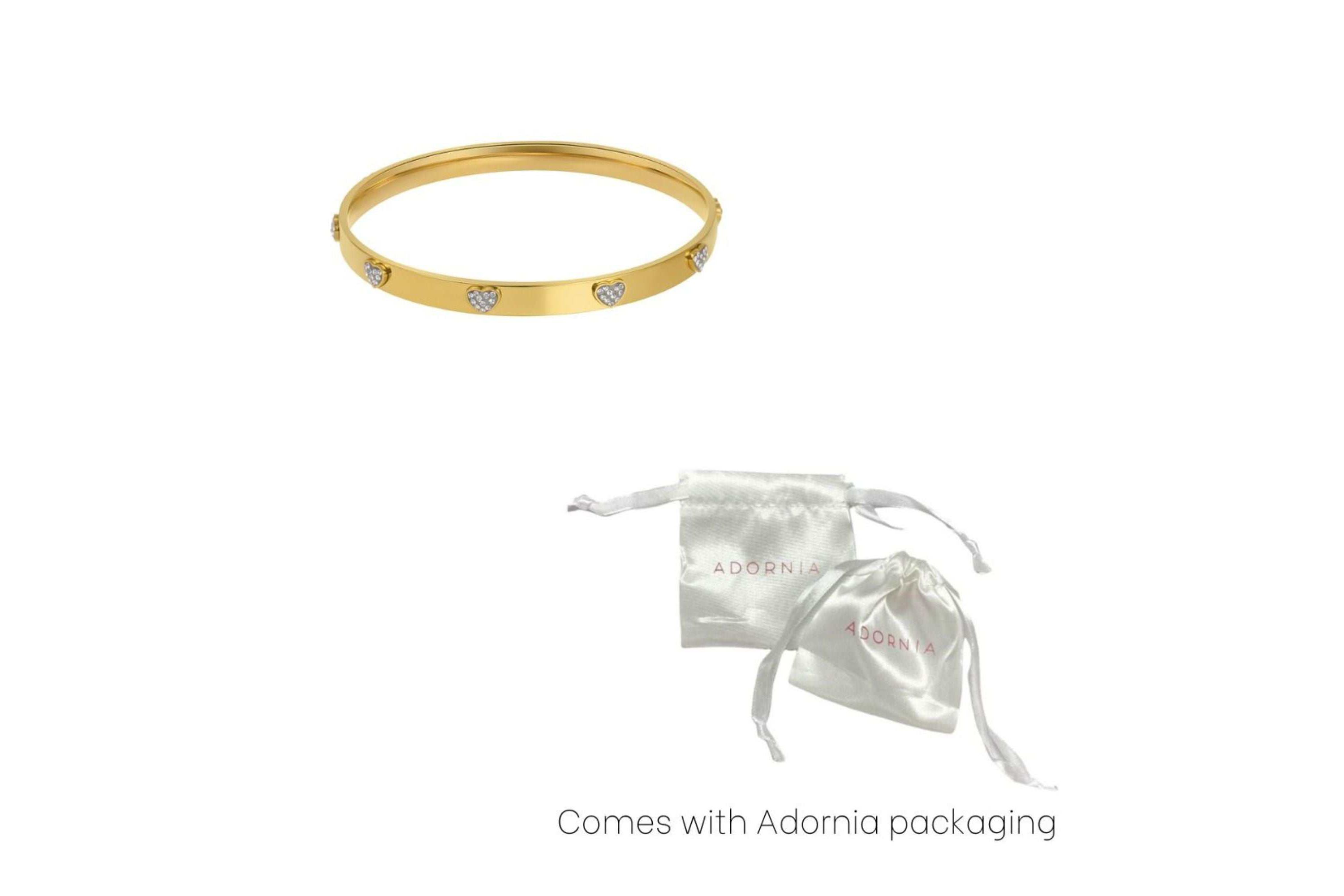 14k Gold Plated CZ Hearts Stacking Bangle