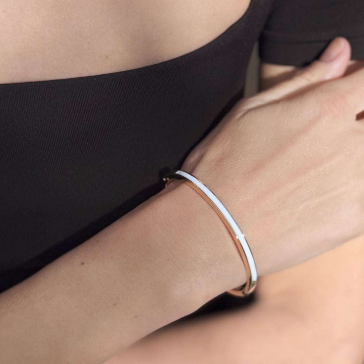 Gold Plated White Enamel Cuff