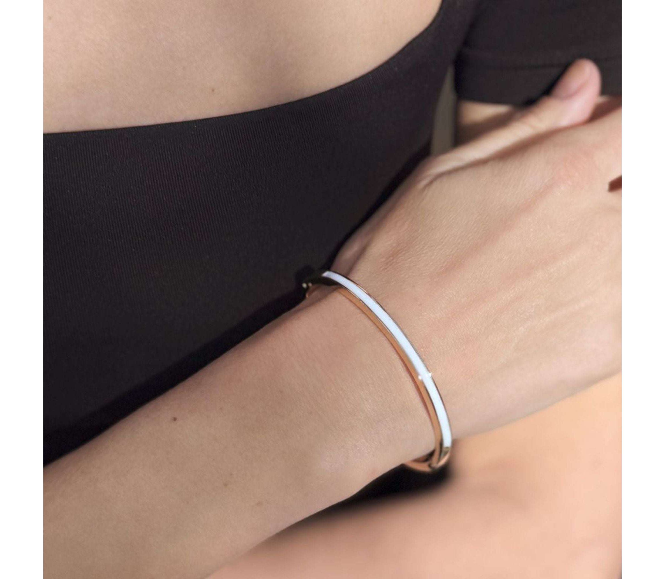Gold Plated White Enamel Cuff