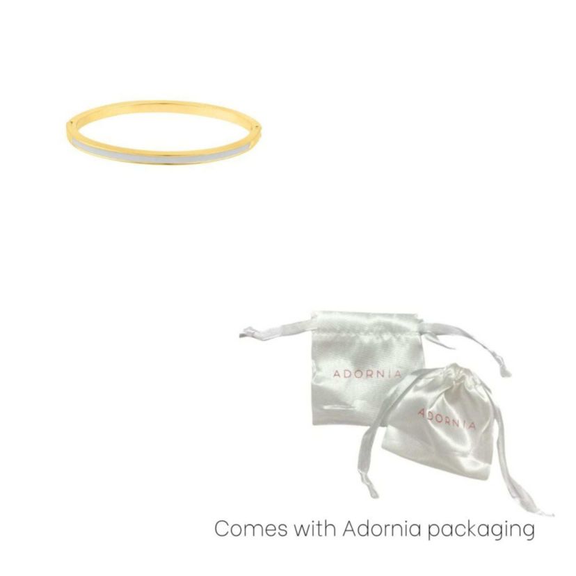 Gold Plated White Enamel Cuff