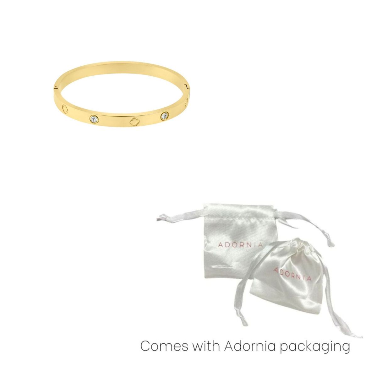 Tarnish Resistant 14k Gold Plated CZ and Clover Bangle