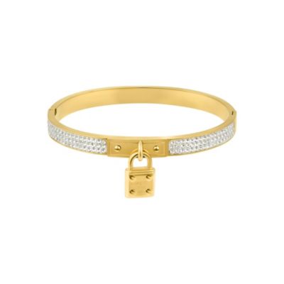 Adornia Tarnish Resistant 14k Gold Plated Pave Lock Bangle