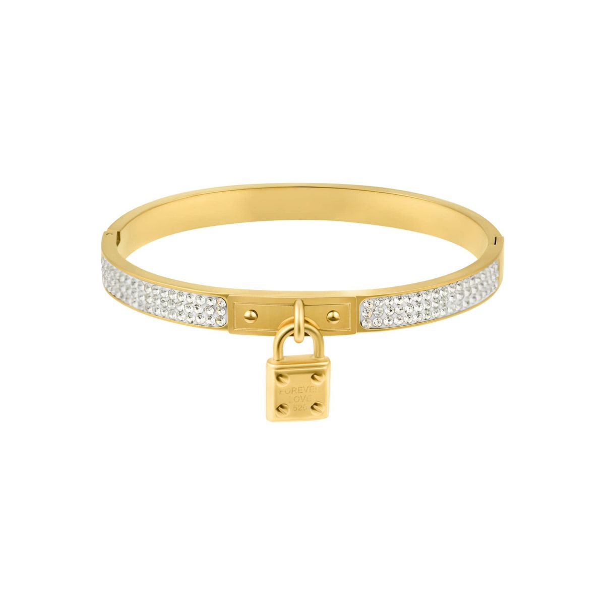 Tarnish Resistant 14k Gold Plated Pave Lock Bangle