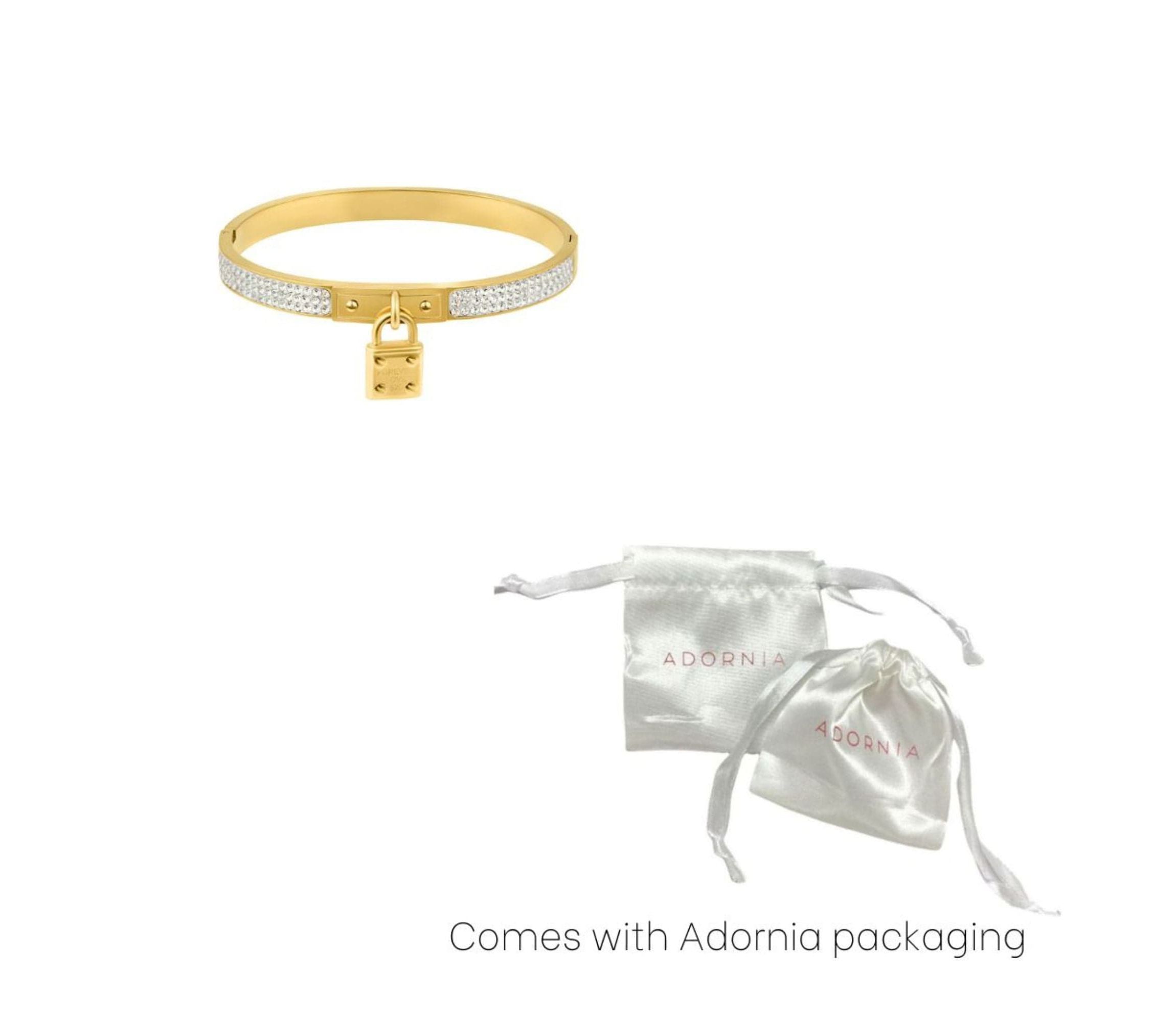 Tarnish Resistant 14k Gold Plated Pave Lock Bangle
