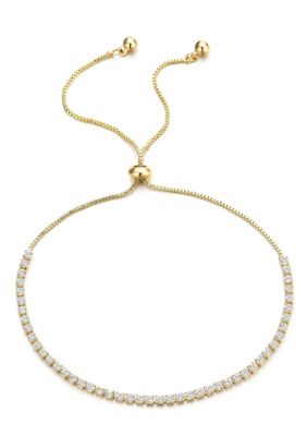 Adornia 14k Gold Plated Adjustable Tennis Bolo Bracelet
