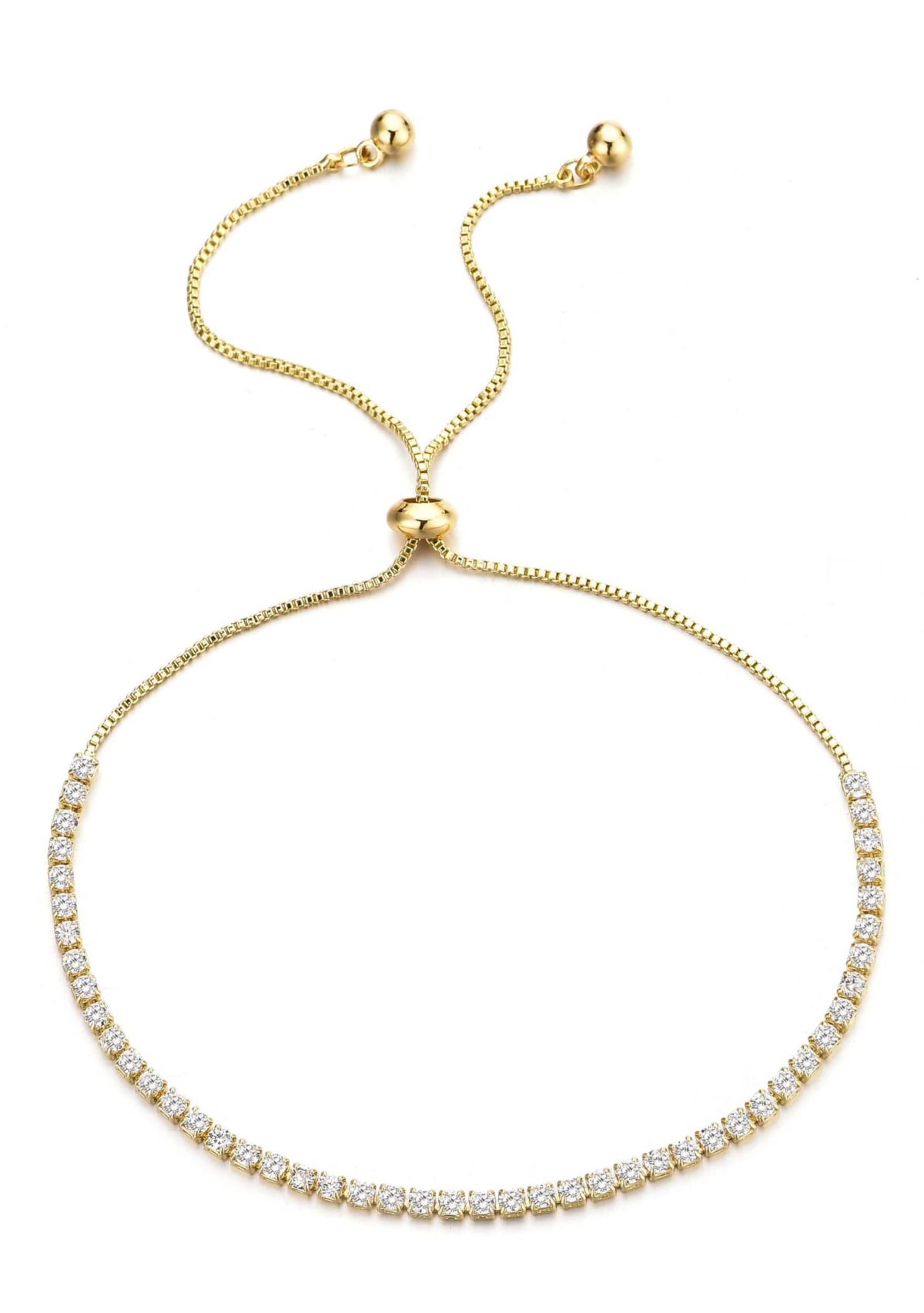 14k Gold Plated Adjustable Tennis Bolo Bracelet