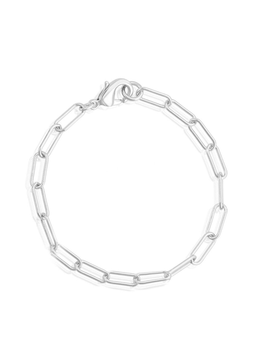 Tarnish Resistant Silver Plated Chunky Paper Clip Chain Bracelet