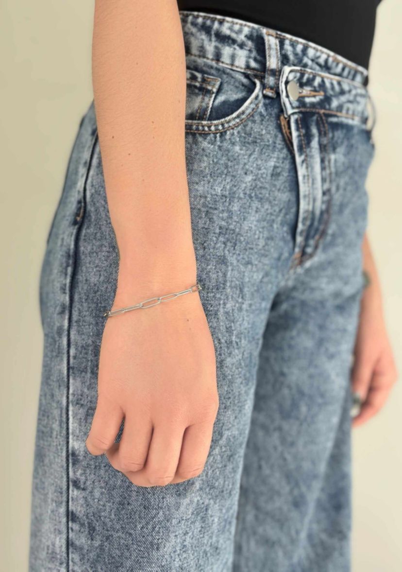 Tarnish Resistant Silver Plated Chunky Paper Clip Chain Bracelet