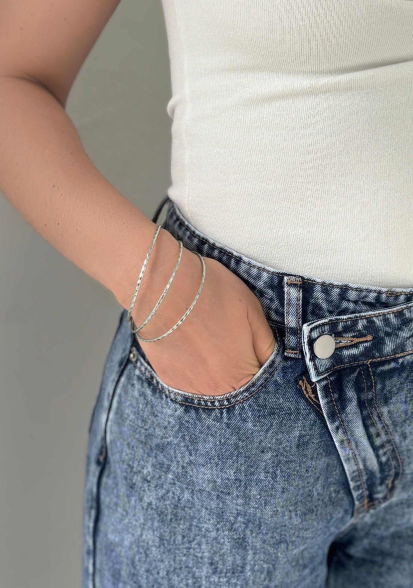 Silver Plated Hammered 3mm Bangle Set