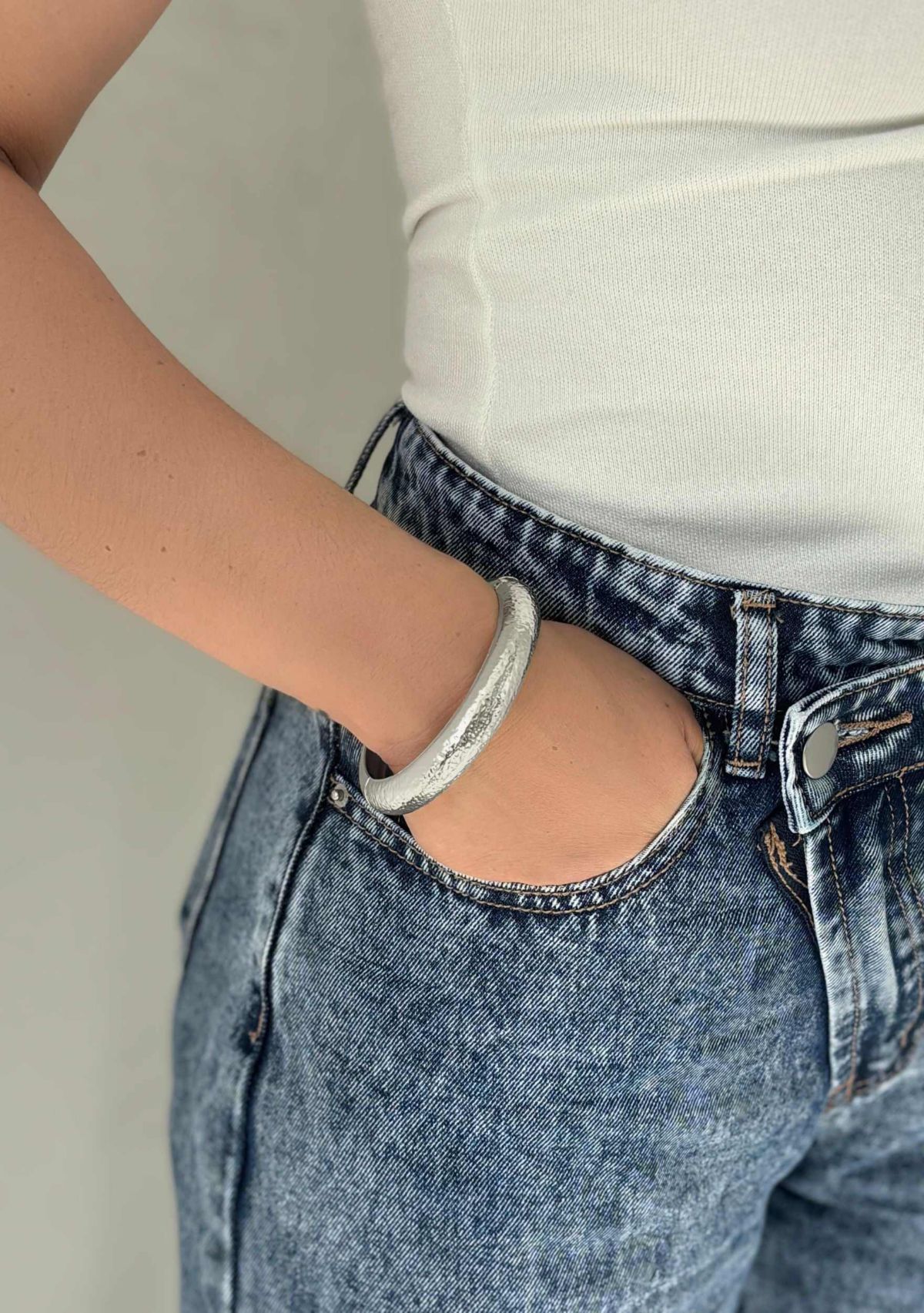 Silver Plated Texturized Bangle