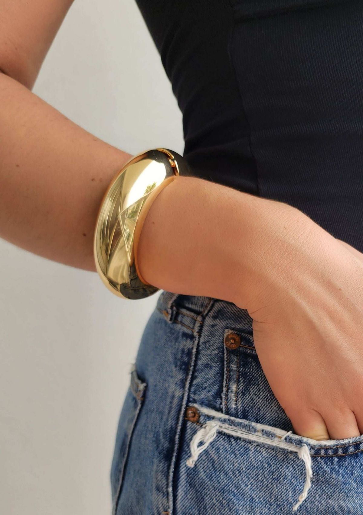 Gold Chunky Dome Bangle