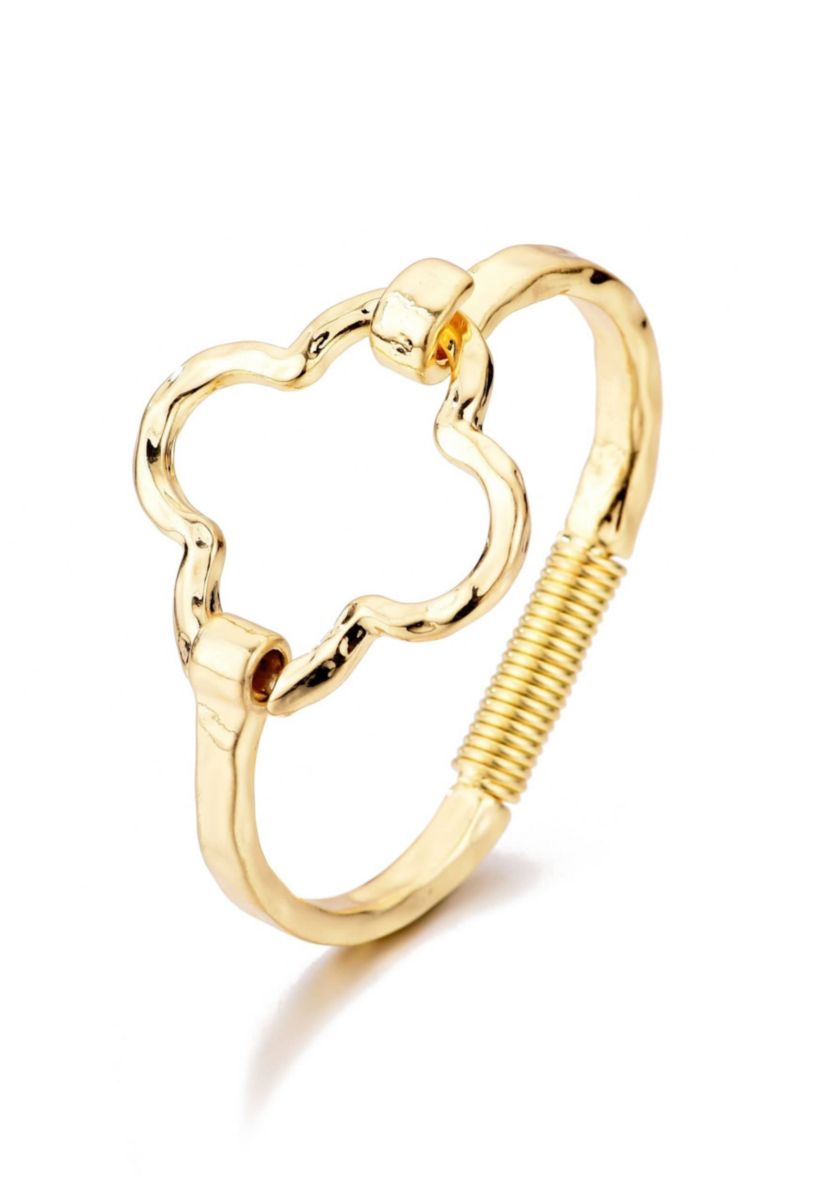 Hammered Clover Open Clover Cuff