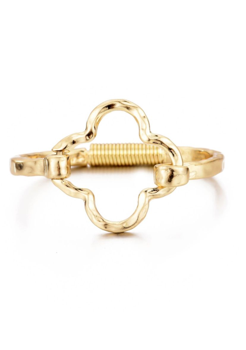Hammered Clover Open Clover Cuff