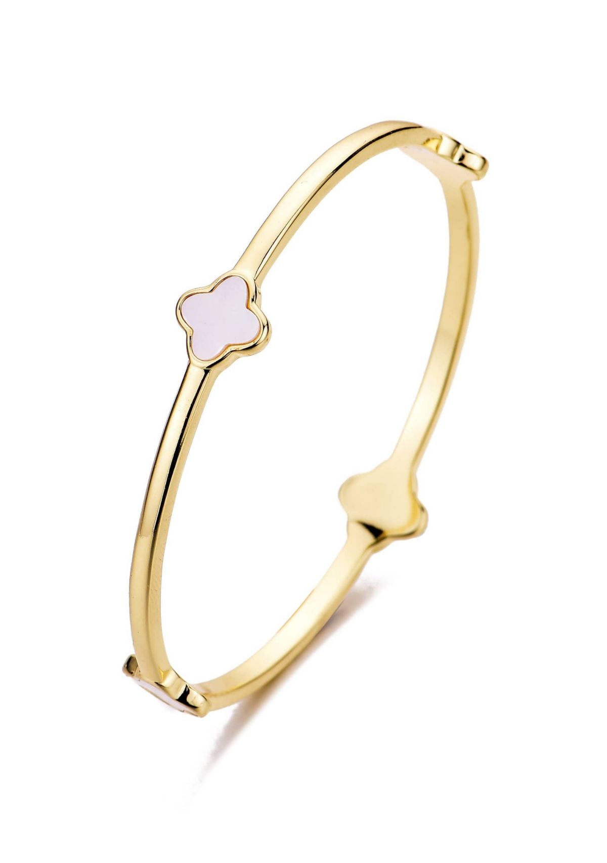 14k Gold Plated Clover Bangle
