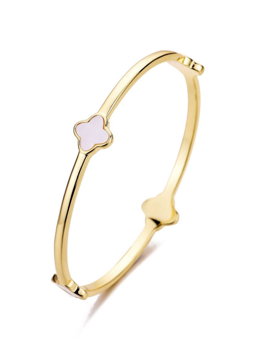14k Gold Plated Clover Bangle