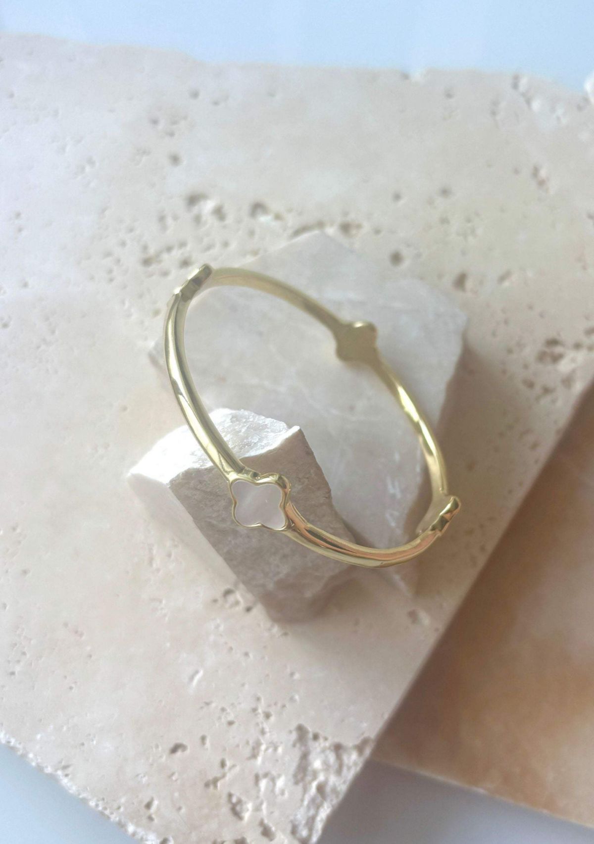 14k Gold Plated Clover Bangle