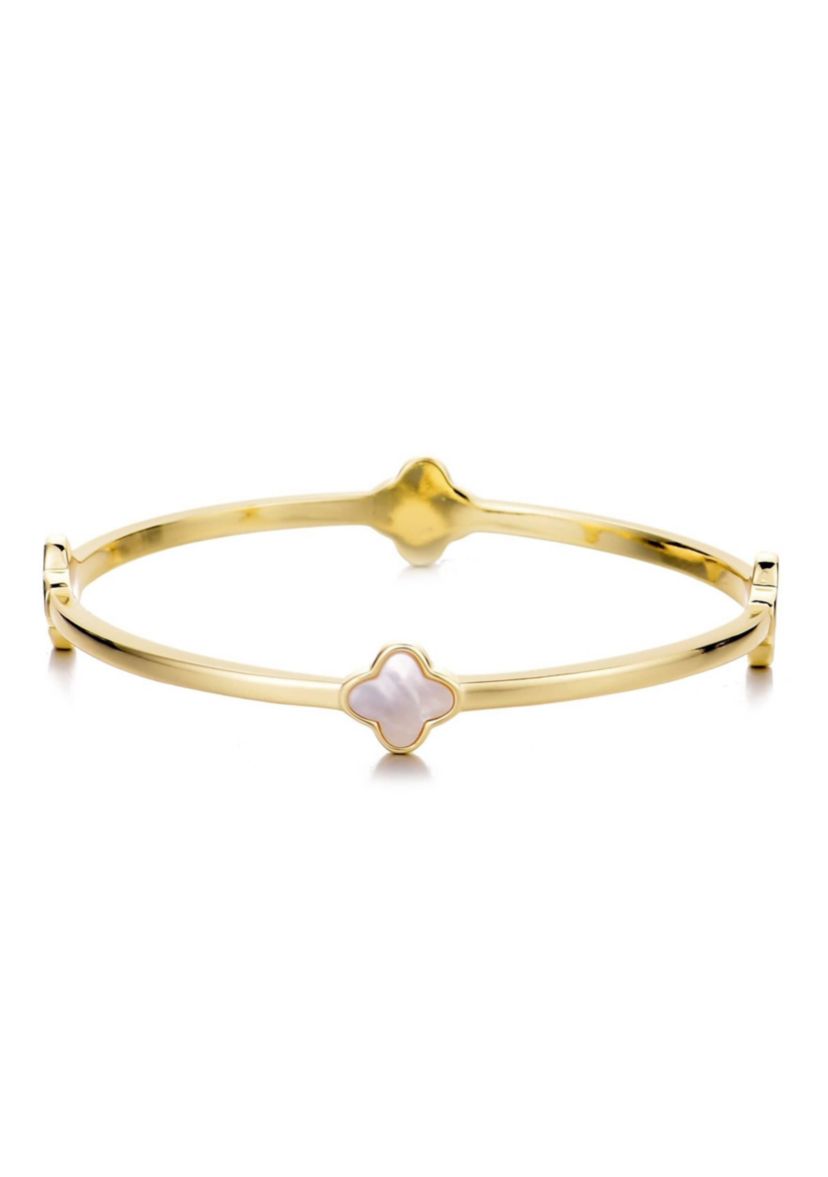14k Gold Plated Clover Bangle